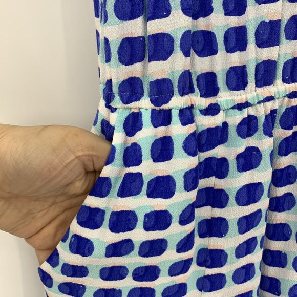 Kate Spade Shorts Romper Blue Seaside Stamp Sleeveless Belted Zip Up Medium - Picture 9 of 12